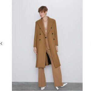 Zara - Long Mantego Wool Coat in Camel - M - 7947/744/756 - Morocco